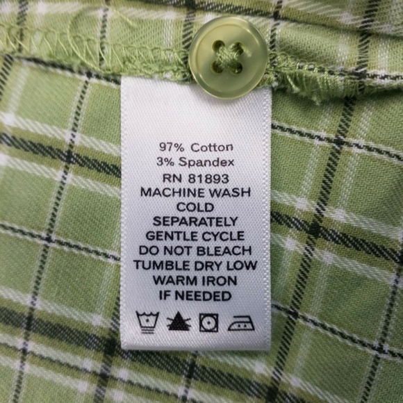 Denim & Co Green Multiprint Long Sleeve Button Front Blouse Womens Plus 3X - Picture 9 of 11